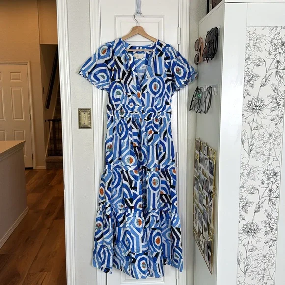 Anthropologie Somerset Hawaiian blue tiered maxi dress - Picture 7 of 12